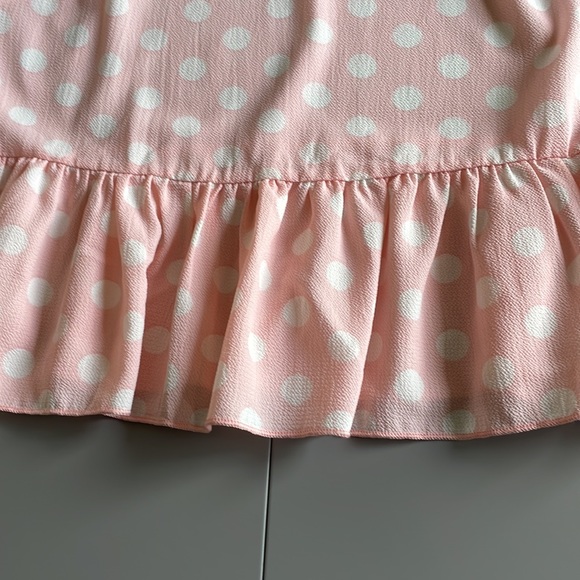 NWT Love Culture Spaghetti Strap Pink and White Polka Dot Peplum V-Neck Size M - Picture 4 of 11